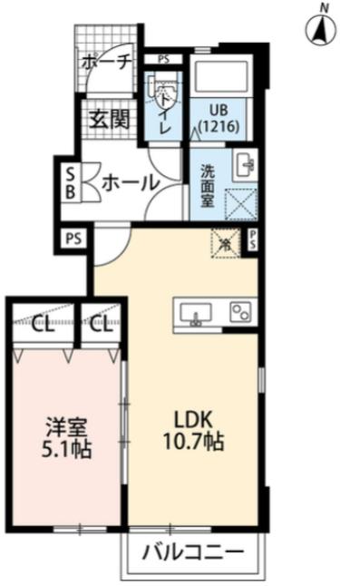 デュラカーサウーノ(1LDK/1階)の間取り写真