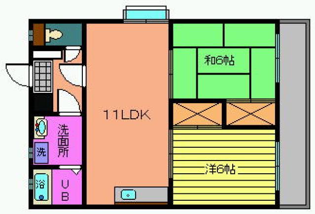 ヴィラウエスギ(2LDK/3階)の間取り写真