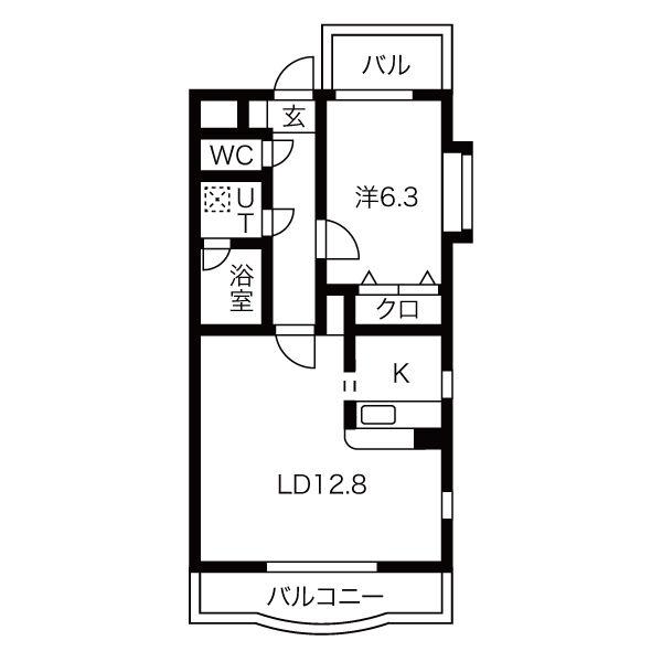 プリミエール小木(1LDK/1階)の間取り写真