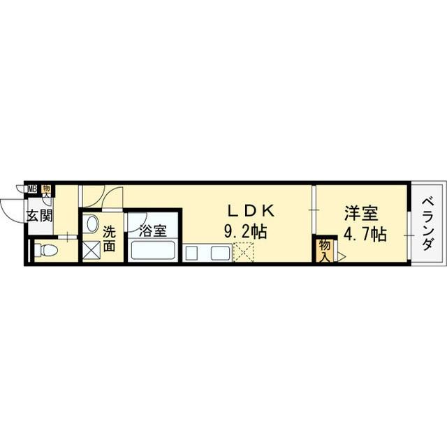 ルクール菱屋(1LDK/2階)の間取り写真