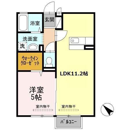 エミネンス牧野(1LDK/2階)の間取り写真