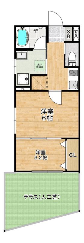 アンフィル中央(1LDK/1階)の間取り写真