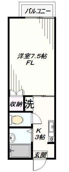 カーサRE(1K/1階)の間取り写真