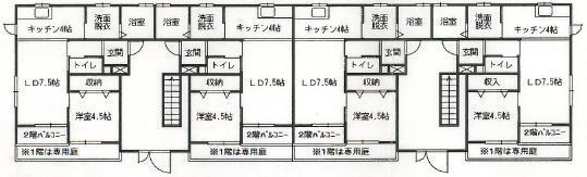 フロンティアC棟(1LDK/2階)の間取り写真