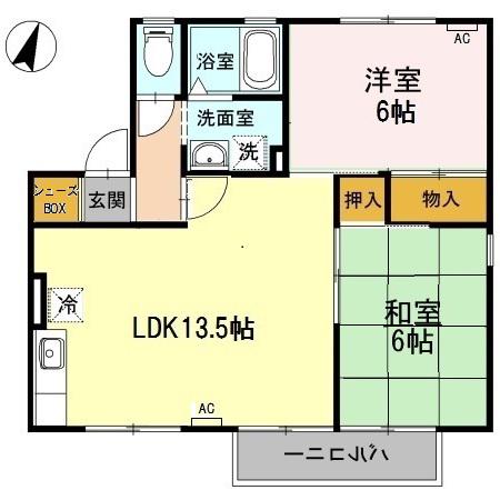 パークハウス鷹丘棟(2LDK/1階)の間取り写真