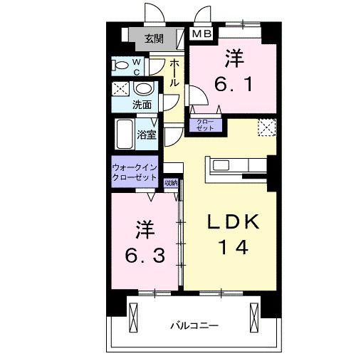 オリーブコート塚田(2LDK/2階)の間取り写真