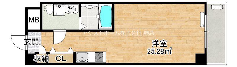 VITA NUOVA 堺(ワンルーム/10階)の間取り写真