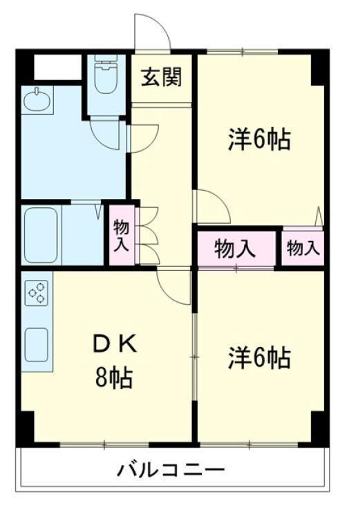 さくら都市マンション 2番館(2DK/4階)の間取り写真