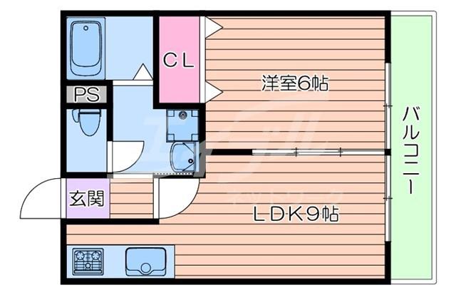 正雀リビエラ(1LDK/2階)の間取り写真