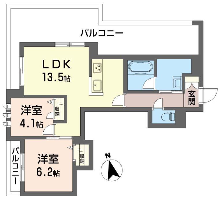 レインボーハートT(2LDK/3階)の間取り写真