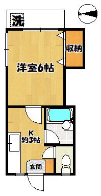 ハイツブリック(1K/1階)の間取り写真