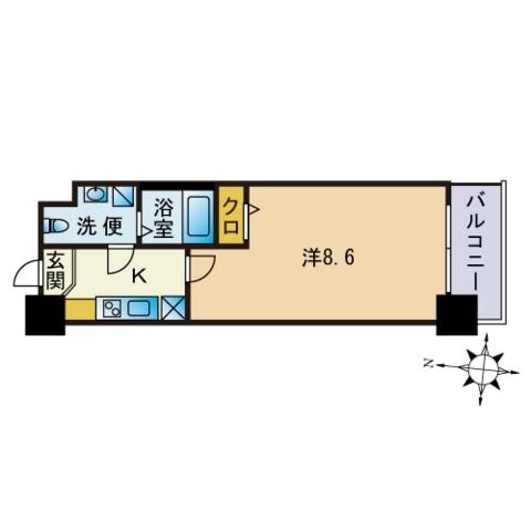 エンクレスト警固(1K/10階)の間取り写真