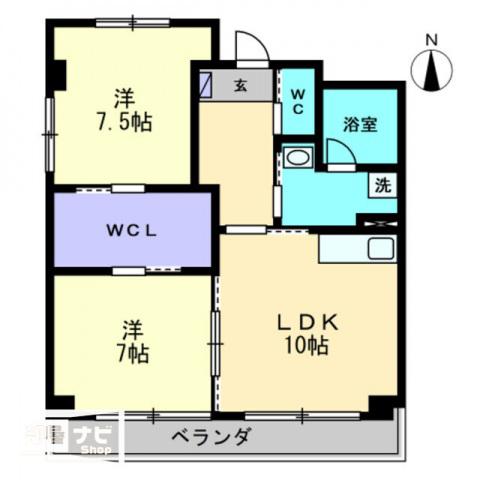 ハアラン御南(2LDK/4階)の間取り写真