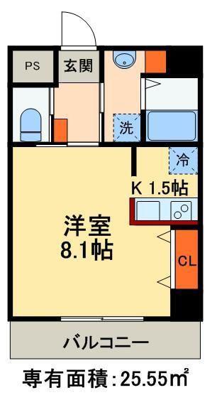 リテラス町屋(1K/2階)の間取り写真