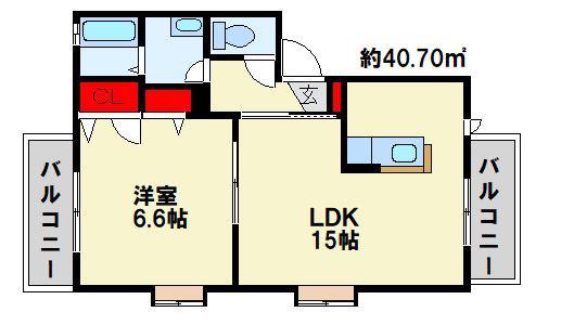 エステーラ(1LDK/2階)の間取り写真