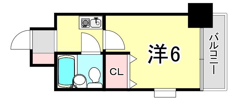 ダイアパレス水木通弐番館(1K/6階)の間取り写真