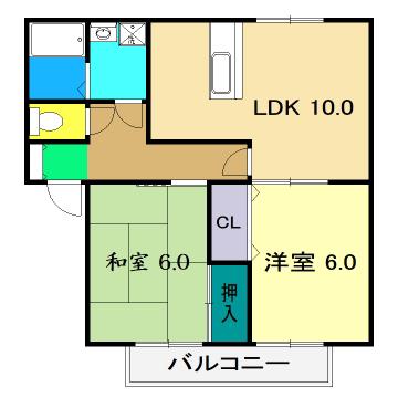 エクレール(2LDK/2階)の間取り写真