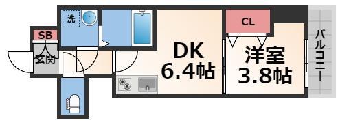 GARDENIA城東(1DK/1階)の間取り写真