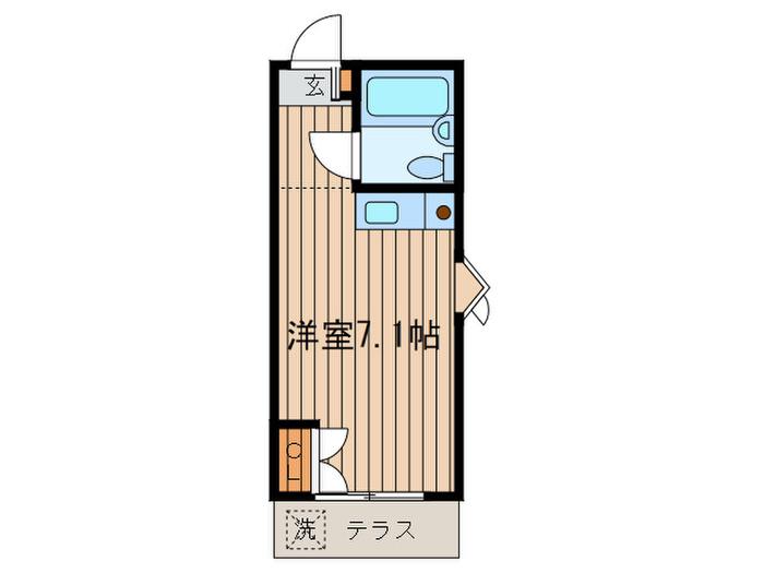 カーサ橋本(ワンルーム/1階)の間取り写真