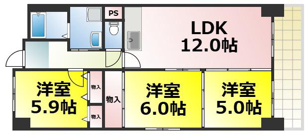 フォレステージュ南堀江(2SLDK/2階)の間取り写真