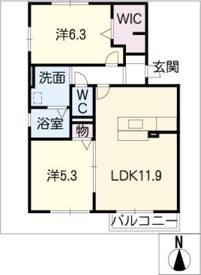 メゾンドール(2LDK/2階)の間取り写真