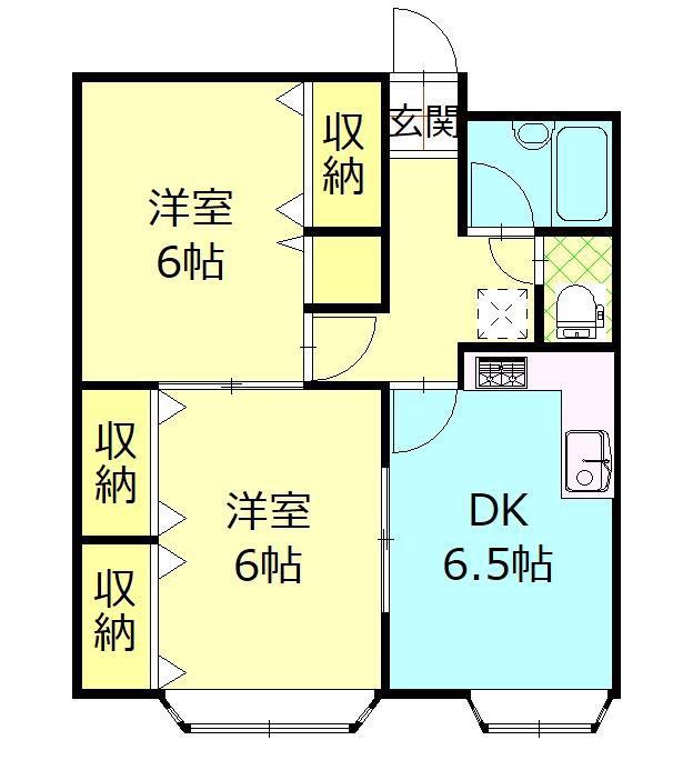 エタニティハウスB(2DK/2階)の間取り写真