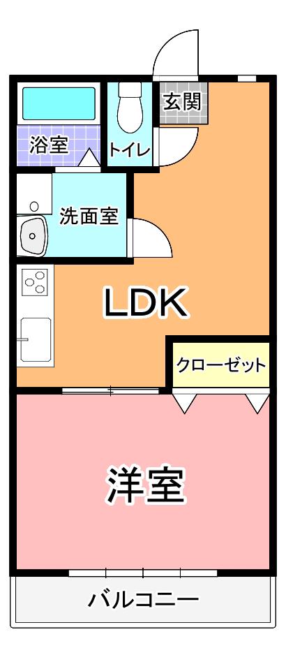 スカイコート(1LDK/2階)の間取り写真