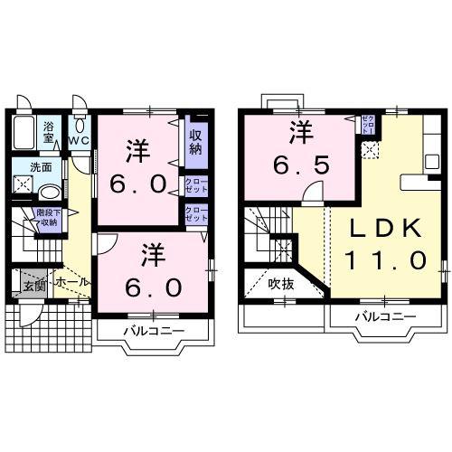 ベルソレイユ弐番館(3LDK/1階)の間取り写真