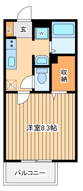 セピアコートⅢ(1K/2階)の間取り写真