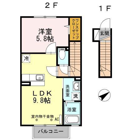リヴィエールスクエア(1LDK/2階)の間取り写真