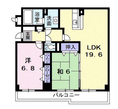 ベルヴェデーレ調布(2LDK/1階)の間取り写真