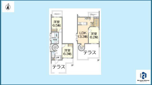 メゾネットミユキ(3LDK/2階)の間取り写真