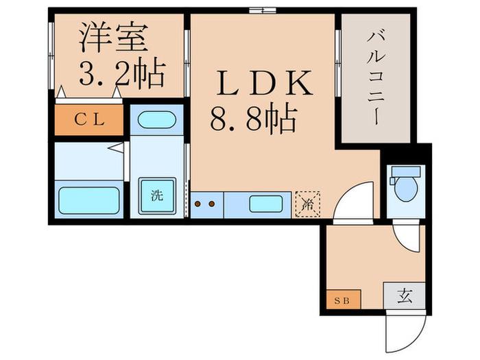 四ノ宮レジデンス(1LDK/2階)の間取り写真
