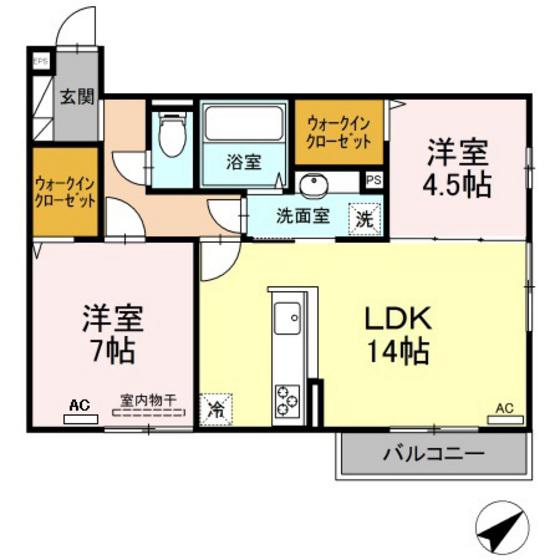 サニーコートM(2LDK/2階)の間取り写真