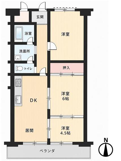 千成ハイツ(3LDK/3階)の間取り写真