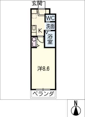 A・CITY羽根(1K/5階)の間取り写真