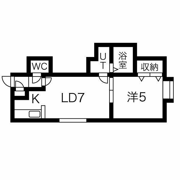 クレーゾしのろ(1DK/2階)の間取り写真