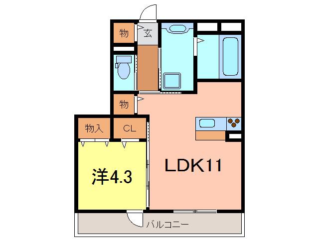プロピスト(1LDK/3階)の間取り写真