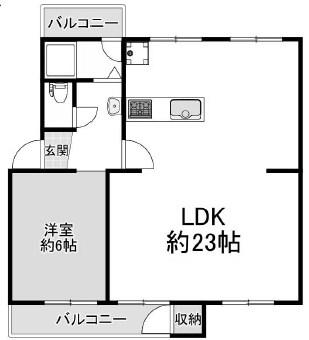 狩口台 26号棟(1LDK/3階)の間取り写真