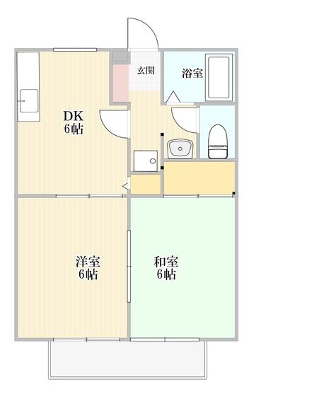 オネスト清末B棟(2DK/2階)の間取り写真