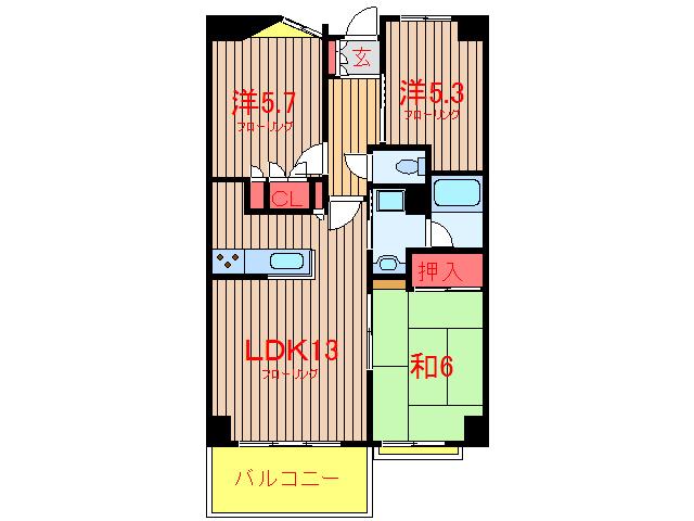 グランド・セラーコート(3LDK/2階)の間取り写真