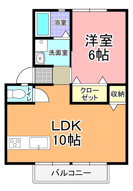 サンビレッジ松が丘 A棟(1LDK/1階)の間取り写真