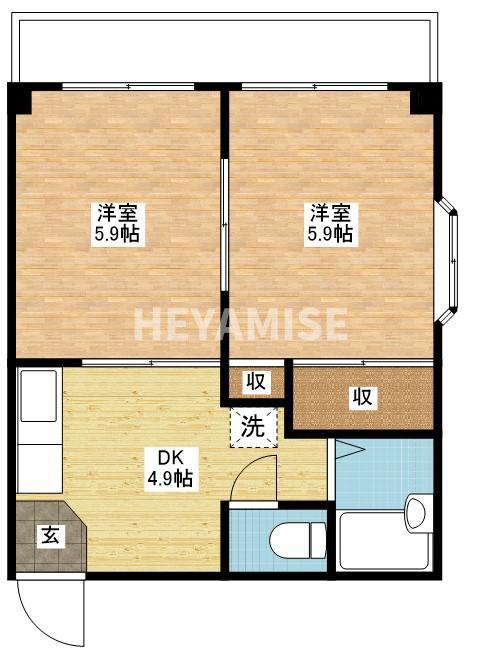 BEN匠6番館(2DK/2階)の間取り写真