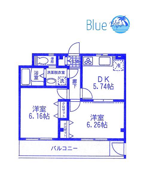 サンクレスト鳥山町(2DK/2階)の間取り写真