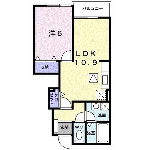 ブリエ II(1LDK/1階)の間取り写真