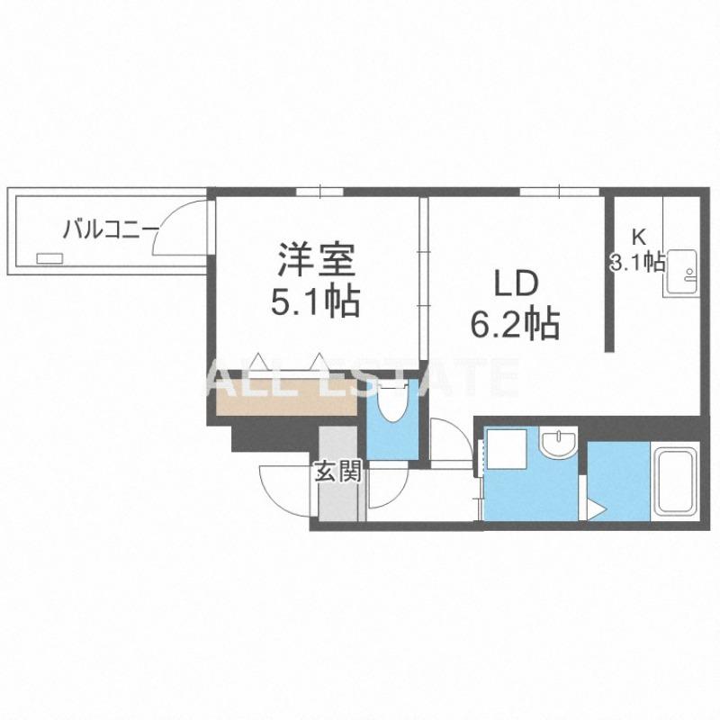 フジパレス城東諏訪サウスI番館(1LDK/2階)の間取り写真