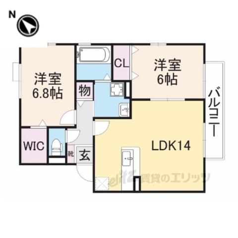 リビングタウン高山台B棟(2LDK/2階)の間取り写真