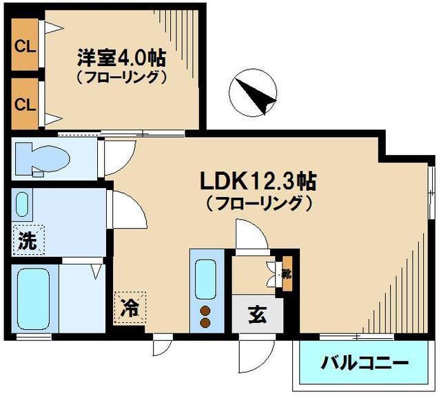 ロイヤルコート(1LDK/1階)の間取り写真
