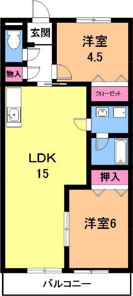 ファミール中央(2LDK/4階)の間取り写真
