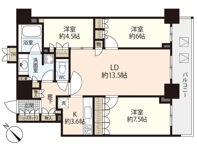 HITOTO広島 THE TOWER(3LDK/42階)の間取り写真